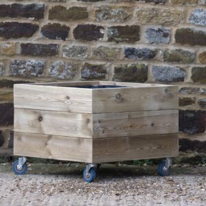 High Square Planter on Wheels – Smooth Decking