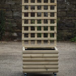 Square High Charnwood Planter with 100cm Trellis on Wheels