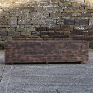 High Rectangular Planter on Feet – Burnt Charred Decking
