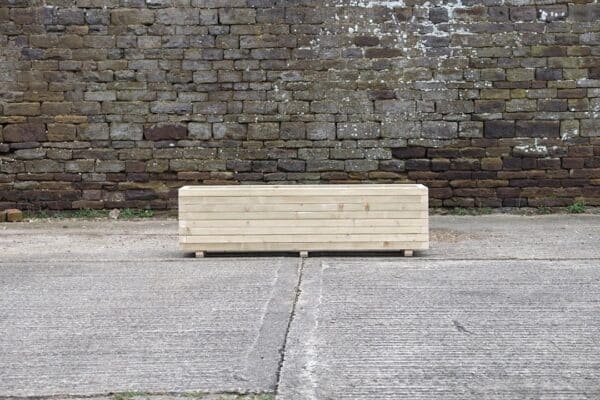 Block Style Rectangular High Wooden Planter on Feet - Image 4