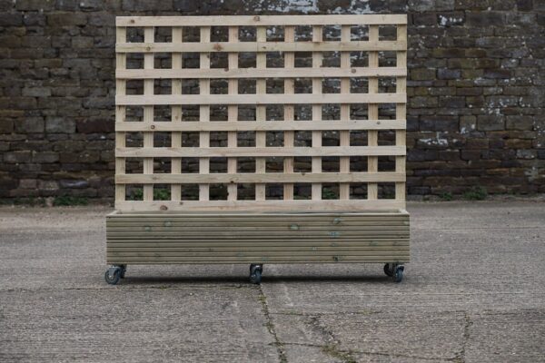 Rectangular 2 Row Budget Decking Planter With Trellis On Wheels