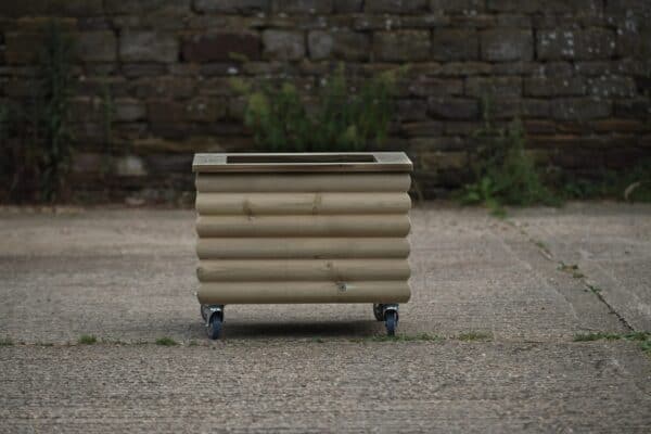 Square High Charnwood Planter with Capping on Wheels - Image 2