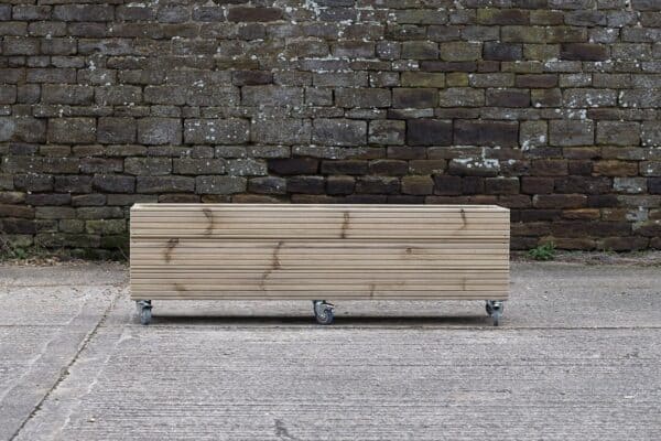 High Rectangular Planter on Wheels with Trellis – Ribbed Budget Decking.. - Image 7