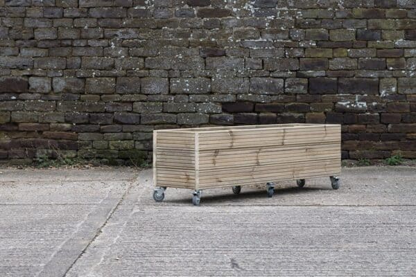 High Rectangular Planter on Wheels with Trellis – Ribbed Budget Decking.. - Image 6