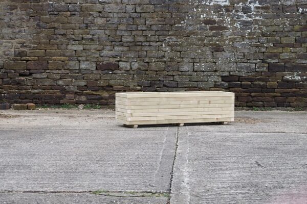 Block Style Rectangular High Wooden Planter on Feet - Image 5