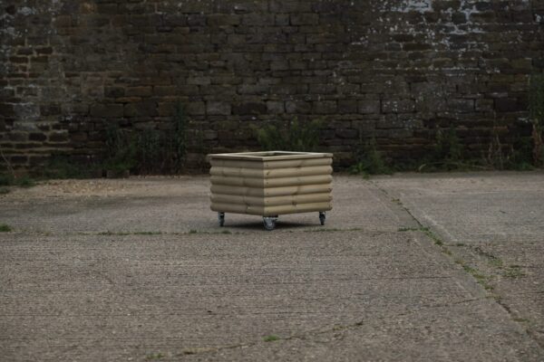 Square High Charnwood Planter with Capping on Wheels - Image 4