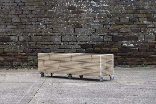 High Rectangular Planter on Wheels with Trellis – Ribbed Budget Decking.. - Image 5