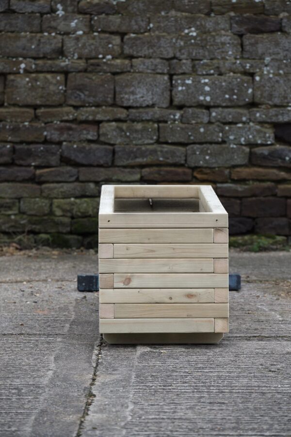 Block Style Rectangular High Wooden Planter on Feet - Image 2