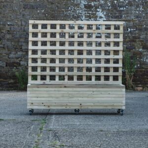 Rectangular Block Style Planter With Trellis and Wheels