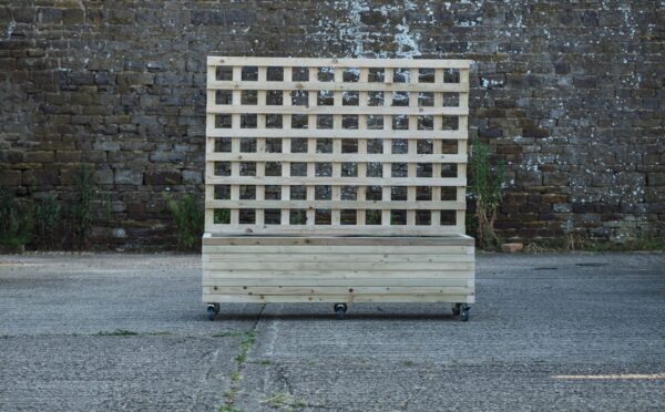 Rectangular Block Style Planter With Trellis and Wheels