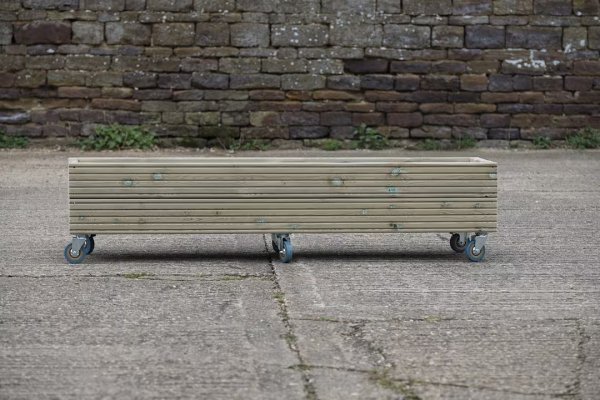 Rectangular 2 Row Budget Decking Planter With Trellis On Wheels