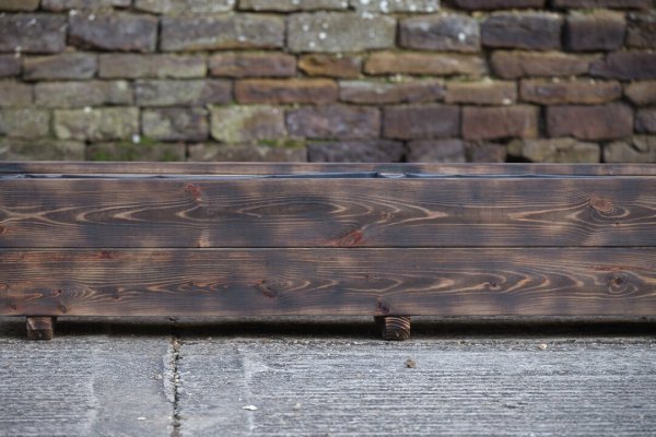Rectangular 2 Row Burnt Charred Decking Planter
