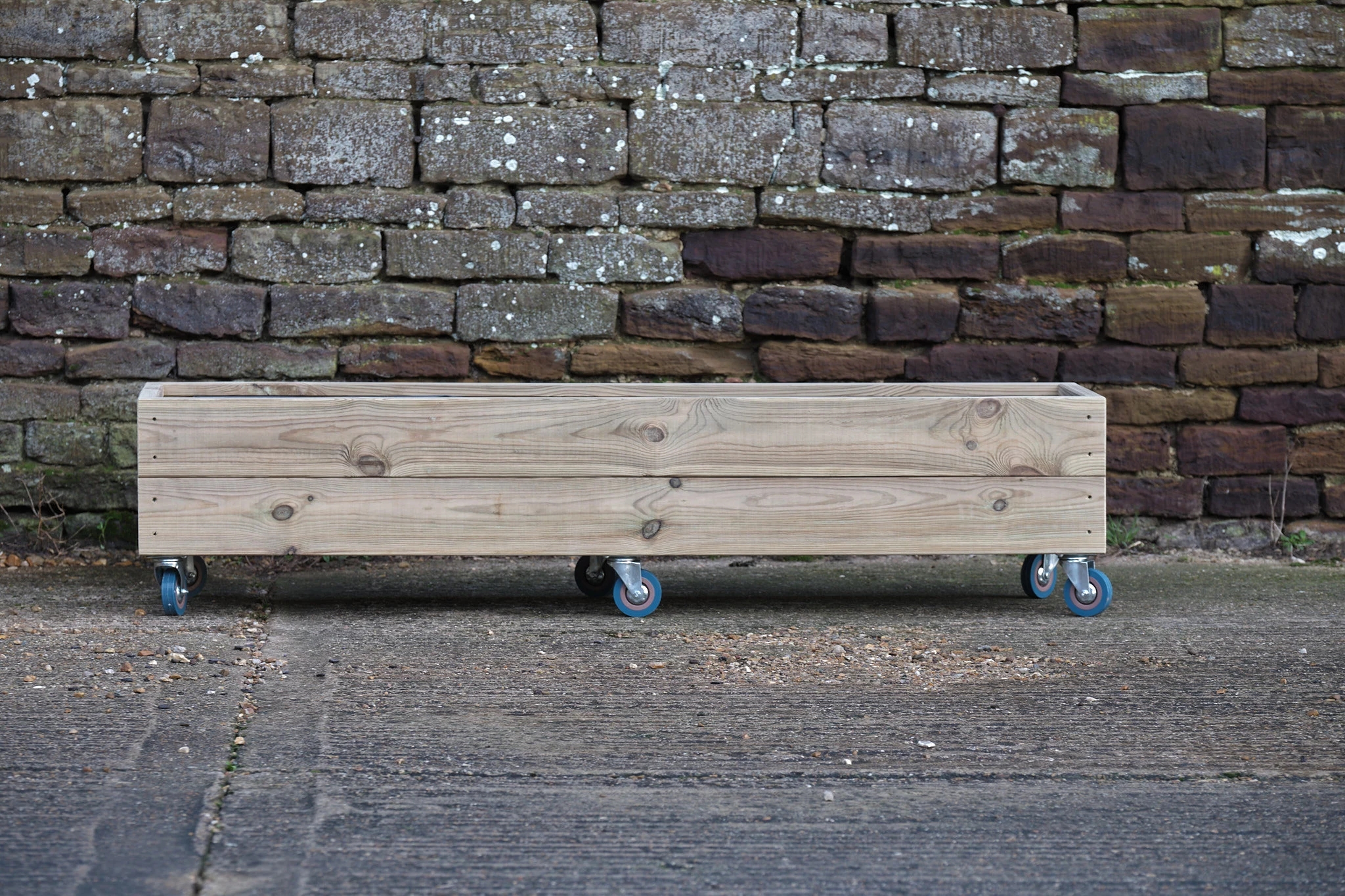 Rectangular 2 Row Smooth Budget Decking Planter On Wheels