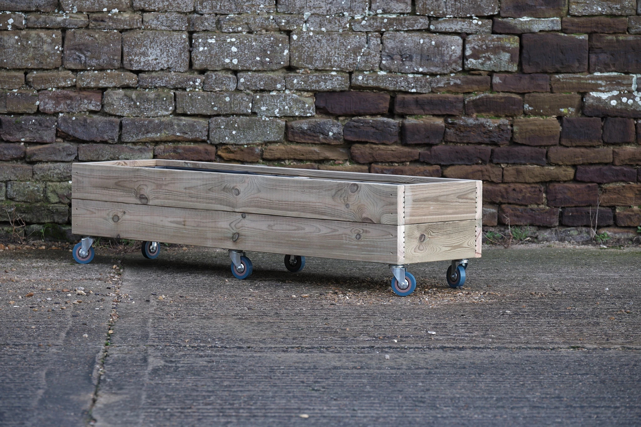 Rectangular 2 Row Smooth Budget Decking Planter On Wheels