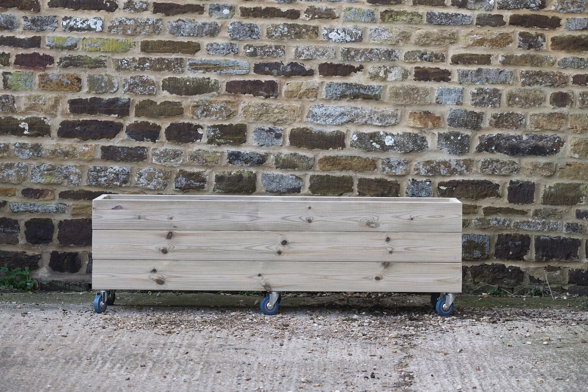 Rectangular 3 Row Smooth Decking Planter On Wheels