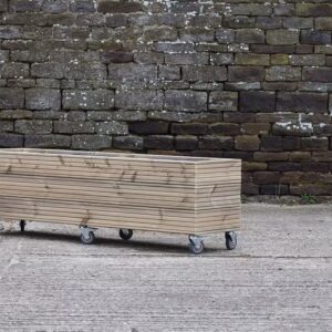 Rectangular 3 Row Decking Planter On Wheels