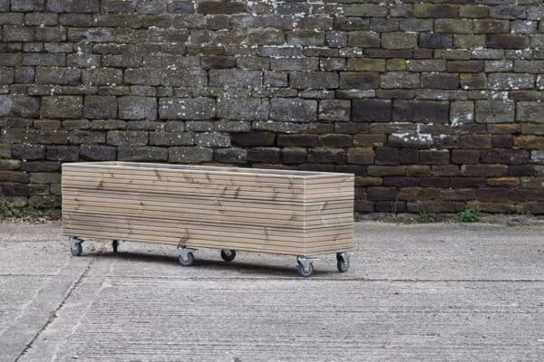 Rectangular 3 Row Decking Planter On Wheels