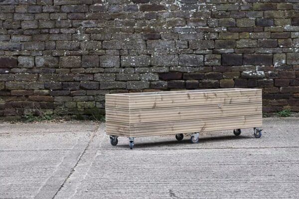 Rectangular 3 Row Decking Planter On Wheels