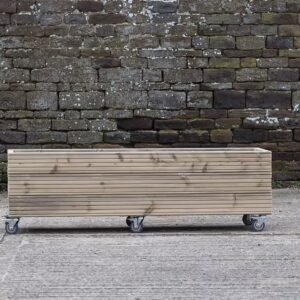 Rectangular 3 Row Decking Planter On Wheels