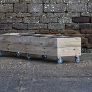 Low Rectangular Planter on Wheels – Smooth Decking