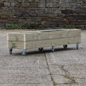 Rectangular 2 Row Budget Decking Planter With Trellis On Wheels