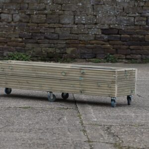 Rectangular 2 Row Budget Decking Planter With Trellis On Wheels