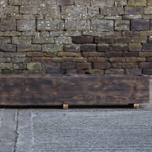 Rectangular 2 Row Burnt Charred Decking Planter