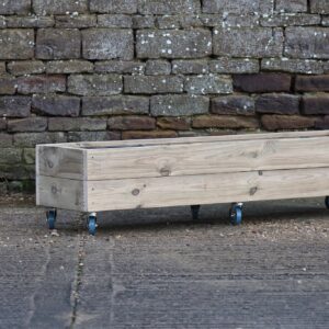 Rectangular 2 Row Smooth Budget Decking Planter On Wheels