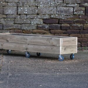 Rectangular 2 Row Smooth Budget Decking Planter On Wheels