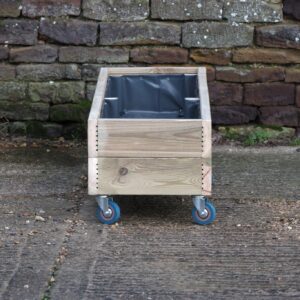 Rectangular 2 Row Smooth Budget Decking Planter On Wheels