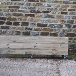 Rectangular 3 Row Smooth Budget Decking Planter On Wheels with Trellis
