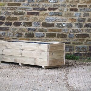 Rectangular 3 Row Smooth Budget Decking Planter with Trellis
