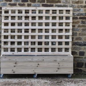 Rectangular 3 Row Smooth Decking Planter On Wheels with Trellis