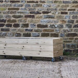 Rectangular 3 Row Smooth Decking Planter On Wheels with Trellis