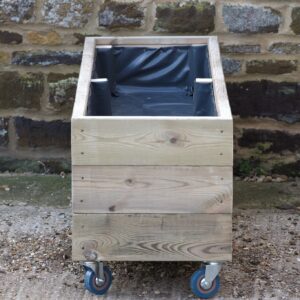 Rectangular 3 Row Smooth Decking Planter On Wheels