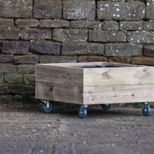 Square 2 Row Smooth Decking Planter On Castors