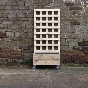 Square 2 Row Smooth Decking Planter with Trellis On Wheels