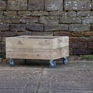Square 2 Row Smooth Decking Planter with Trellis On Wheels