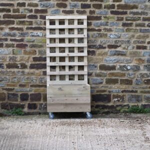 Square 3 Row Smooth Decking Planter with Trellis On Wheels
