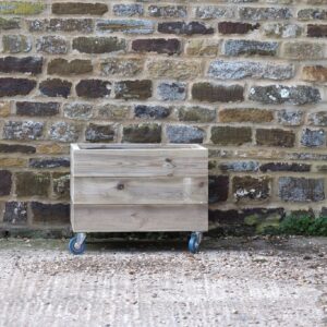 Square 3 Row Smooth Decking Planter with Trellis On Wheels