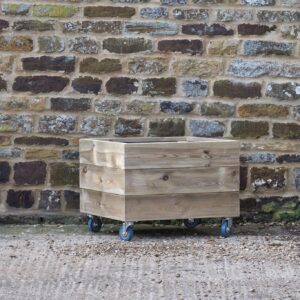 Square 3 Row Smooth Decking Planter with Trellis On Wheels