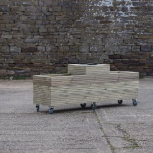 High Celled Planter on Wheels – Ribbed Decking