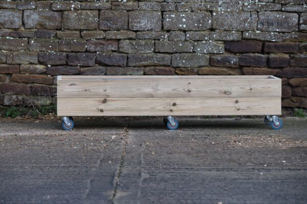 Low Rectangular Planter on Wheels – Smooth Decking - Image 2