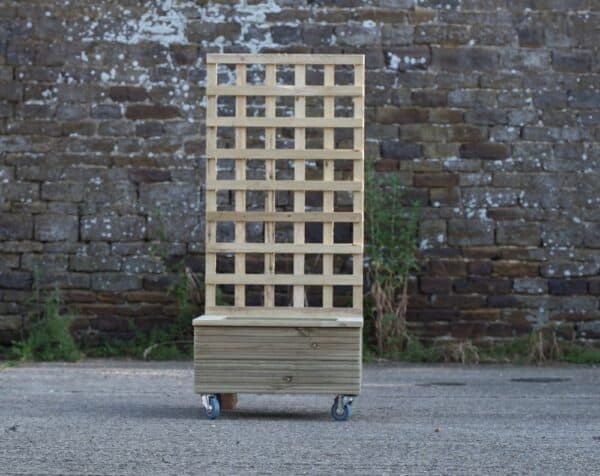 Low Square Planter With Trellis, Capping and Wheels