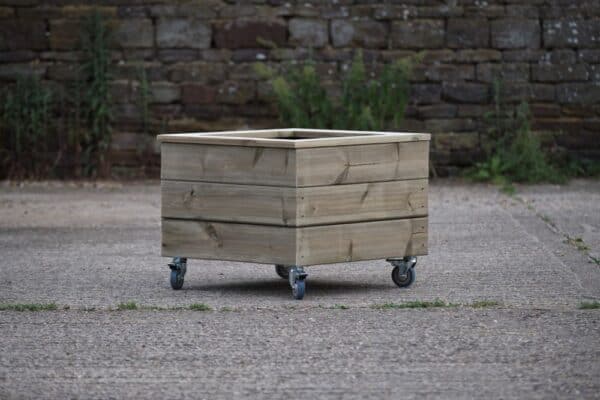 High Smooth Square Planter With Capping and Wheels