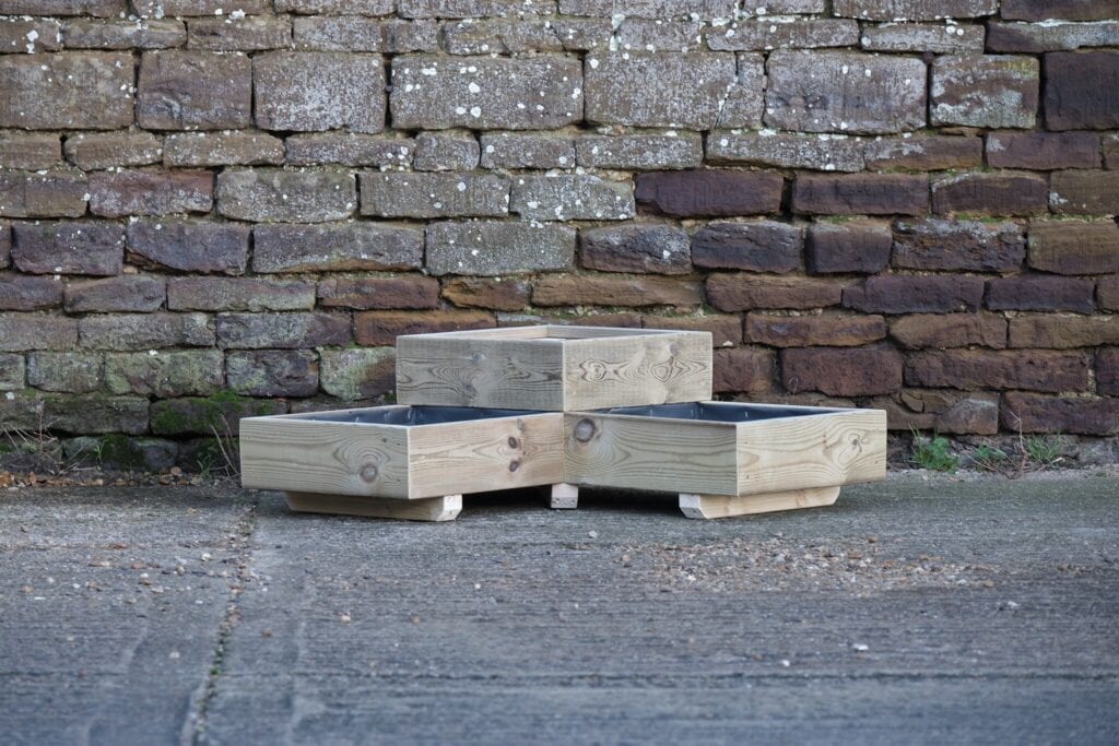 Low Tiered L Shaped ( Smooth ) Corner Durable Wooden Planter / Garden Planter
