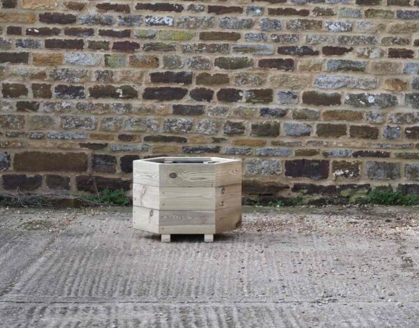 High Octagonal Planter on Feet – Smooth Decking - Image 4
