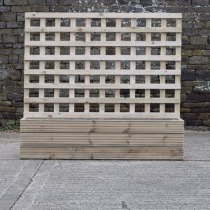 High Raised Bed Planter with 100cm Trellis, No Base – Ribbed Decking