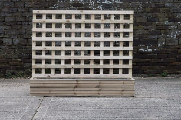 Low Raised Bed Planter with 100cm Trellis, No Base – Ribbed Decking