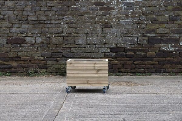 High Square Planter on Wheels – Ribbed Decking - Image 3